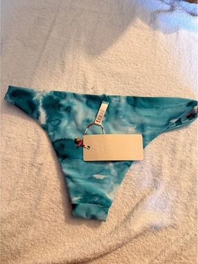 SIGAL Reversible Blue Tie-Dye and Striped Bikini Bottom Size M
